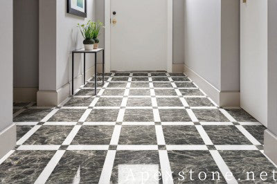 3/4 inch black Marble floor entry hall