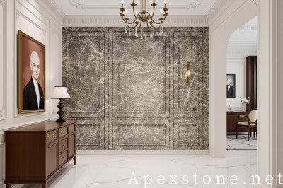 3/4 inch black Marble floor entry hall