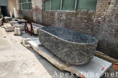 luxury Snow Black Fox Marble bathtub