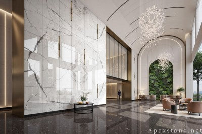 thick white Marble wall office