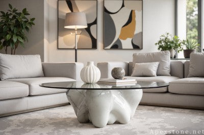 decorative white Marble tile living room floor