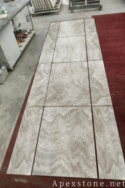 hex Striato Grigio vien cut Marble floor tiles