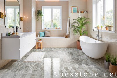 hex Striato Grigio vien cut Marble floor tiles