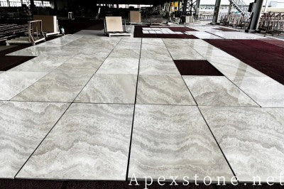 hex Striato Grigio vien cut Marble floor tiles