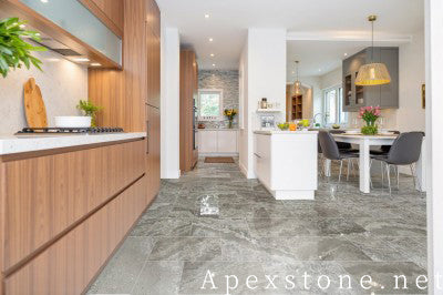 hex Striato Grigio vien cut Marble floor tiles