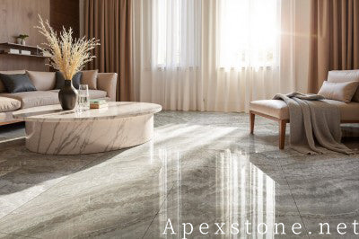 polishing grey Marble tile living room floor