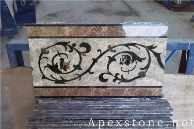 thin Striato Grigio vien cut Marble medallion