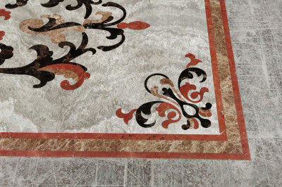 thin Striato Grigio vien cut Marble medallion