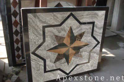 thin Striato Grigio vien cut Marble medallion