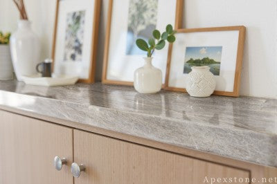 Honed Taj Mahal Quartzite tops