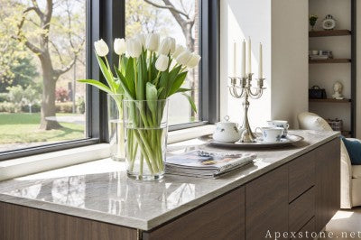 Honed Taj Mahal Quartzite tops