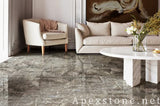 honed grey Marble tile living room floor