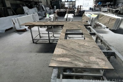 Honed Tiffany Blue Marble tops