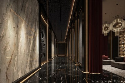 3/4 inch green Marble wall corridor