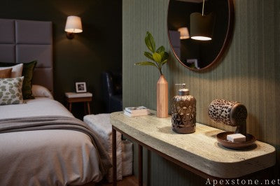 inlay beige Travertine nightstand