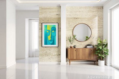 polished beige Travertine floor entry hall