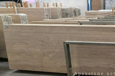 high gloss Travertine Classico Roma Travertine hearth