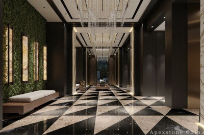 leathered beige Marble floor foyer