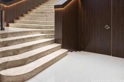 leathered beige Marble floor foyer