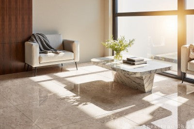 small beige Marble tile living room floor