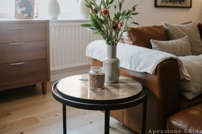 antique beige Marble side table