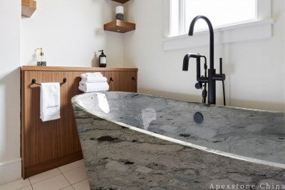 green Marble small tile shower wall