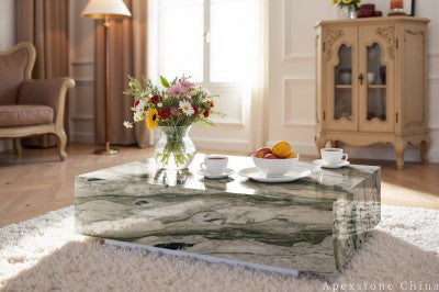 extendable green Marble cocktail table