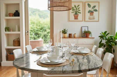 extendable green Marble dining table