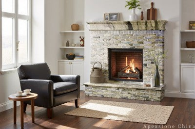 green Marble small wall fireplace