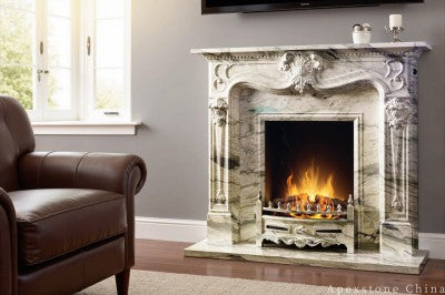 green Marble small wall fireplace
