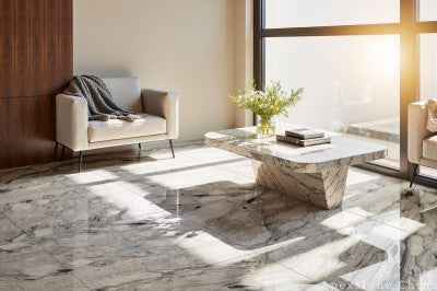 3/4 inch green Marble tile living room floor