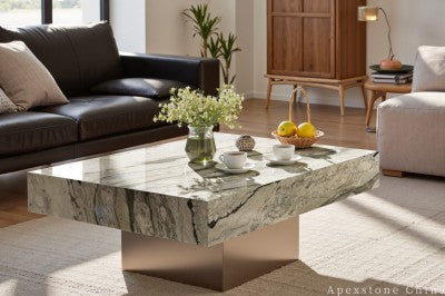 extendable green Marble cocktail table