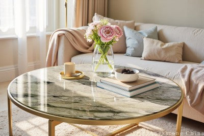 rectangle green Marble table tops