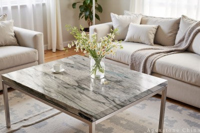 extendable green Marble cocktail table