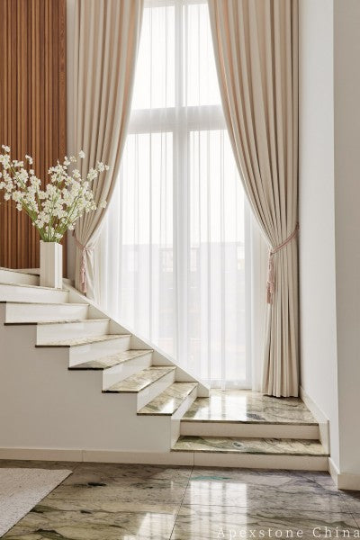 3/4 inch Bulgari Green Marble stair steps
