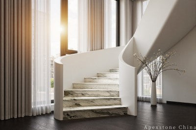 2cm green Marble wall staircase