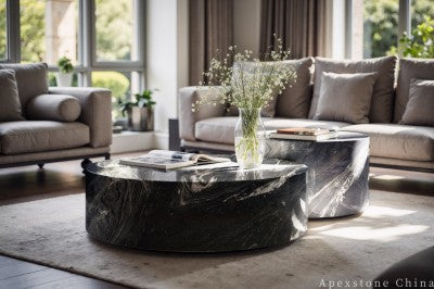 square black Marble coffee table