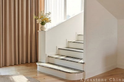 polishing black Marble floor staircase