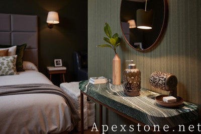 square green Quartzite nightstand