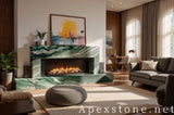green Quartzite leathered floor fireplace