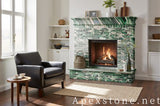 green Quartzite leathered floor fireplace