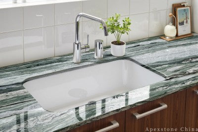 3/4 inch Victoria Green kitchen countertops