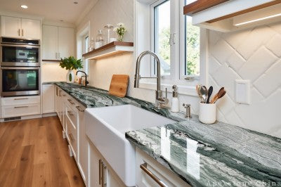 3/4 inch Victoria Green kitchen countertops