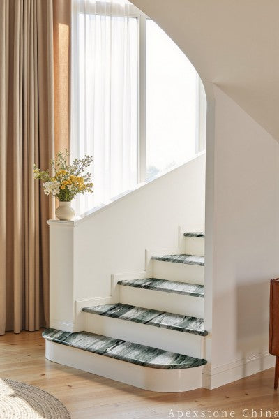 traditional green Marble wall staircase