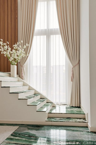 traditional green Marble wall staircase