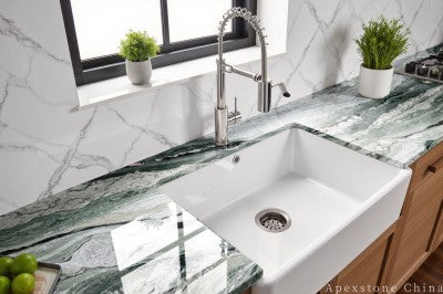 3/4 inch Victoria Green kitchen countertops