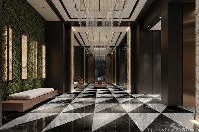 polished Volakas White Marble medallion