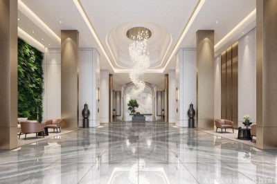 small white Marble wall corridor