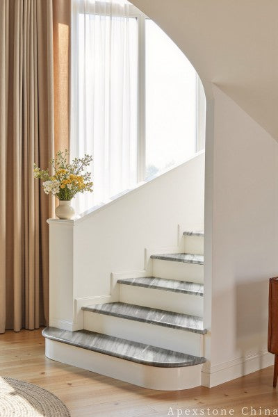 thick white Marble floor staircase