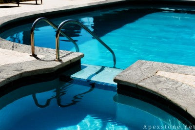 white Granite half coping pool